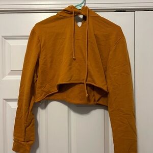 Forever 21 Cropped Hoodie in Mustard Orange
